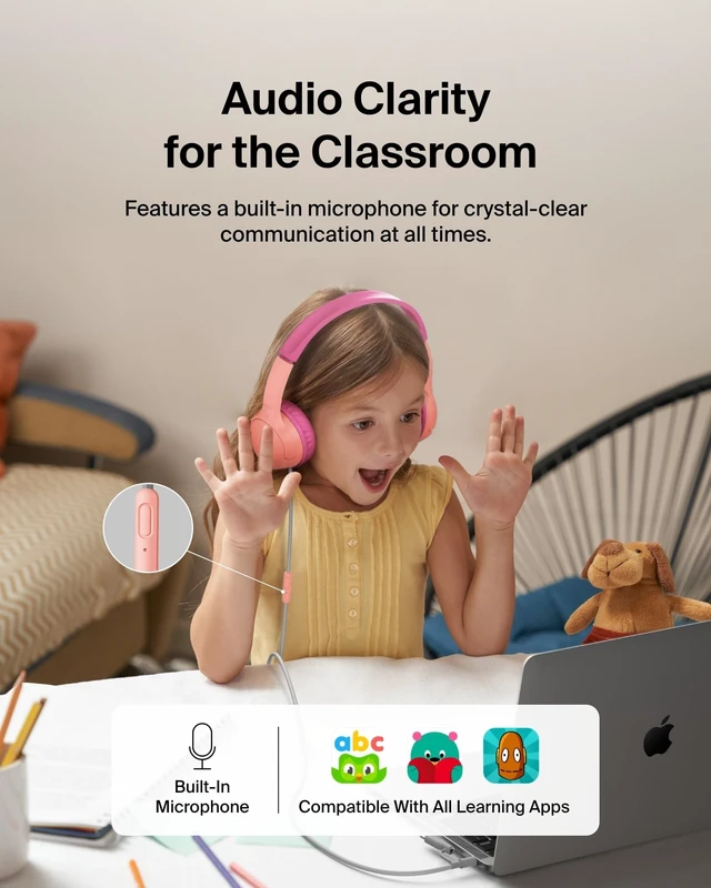 Alt view image 4 of 5 - Belkin SoundForm Mini Wired On-Ear Headphones For Kids