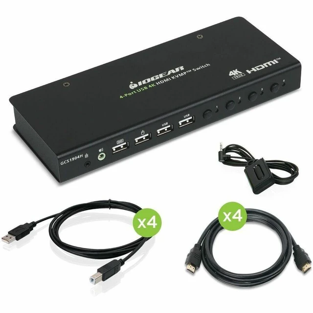 Alt view image 7 of 11 - IOGEAR 4-Port KVMP Switch with HDMI Connection USB 2.0 Hub and Audio - 4 Computer(s) - 4K - 5120 x 1440 - 8 x USB - USB 2.0 - 5 x HDMI - 5 x DisplayPort