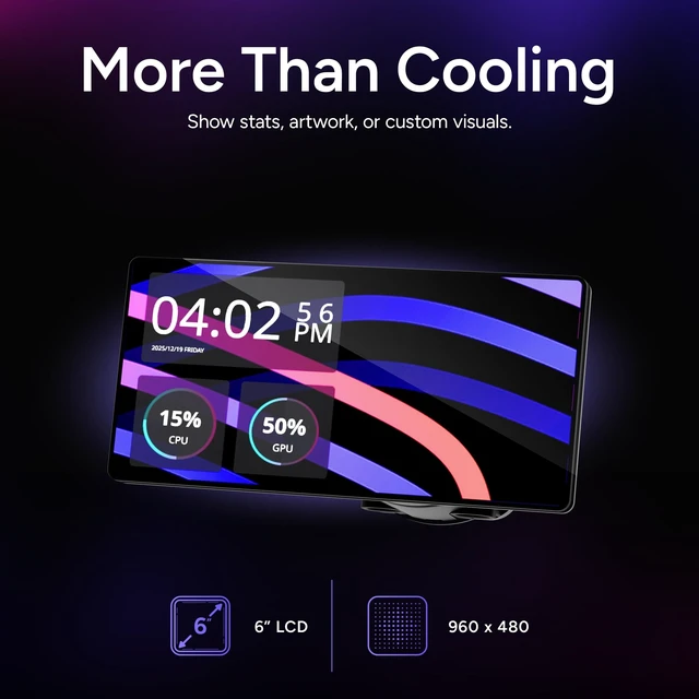 Alt view image 4 of 5 - COOLER MASTER MASTERLIQUID CORE LCD 6 360 AIO LIQUID CPU COOLER, 6 LCD DISPLAY,