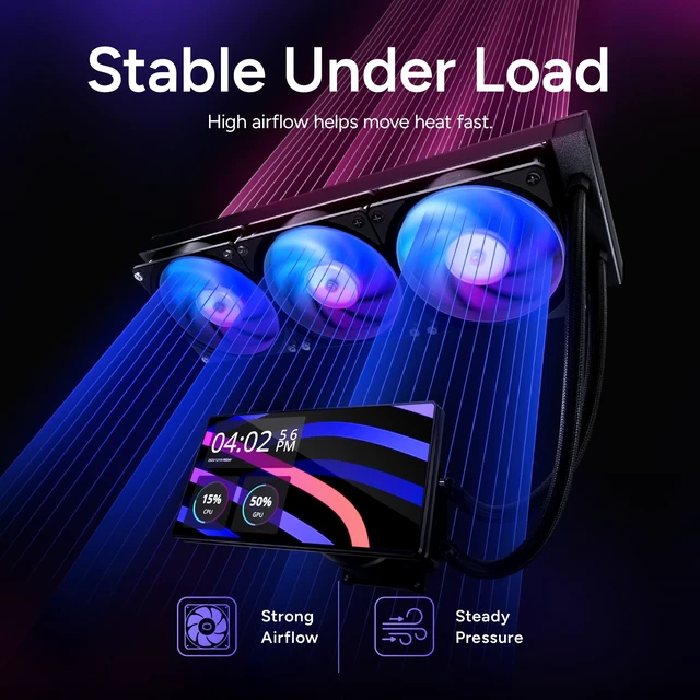 Alt view image 5 of 5 - COOLER MASTER MASTERLIQUID CORE LCD 6 360 AIO LIQUID CPU COOLER, 6 LCD DISPLAY,