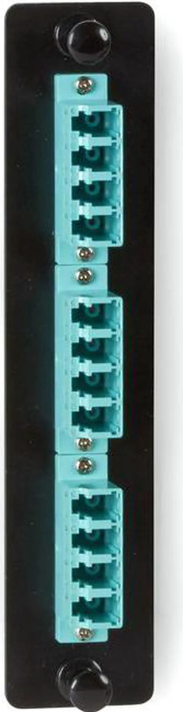 Main image of Black Box Fiber Adapter Panel Low Density 6 LC Duplex Ceramic 10G Aqua
