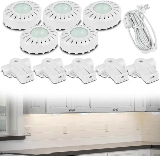 Main image of 5 Pack Brilliant Xeon Direct-It Under Cabinet Puck Accent Light Kit White