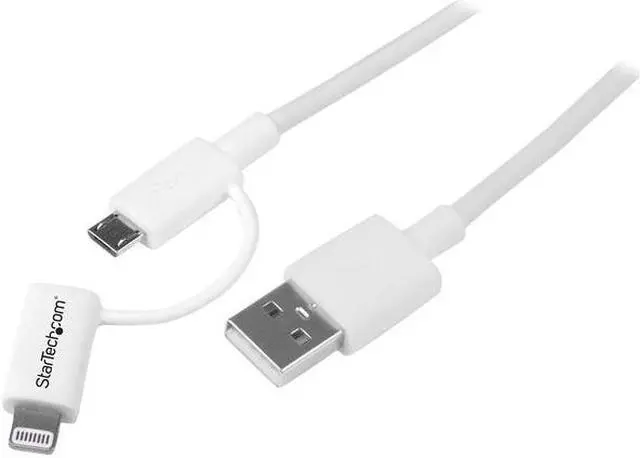 Main image of StarTech.com LTUB1MWH White Apple Lightning or Micro USB to USB cable