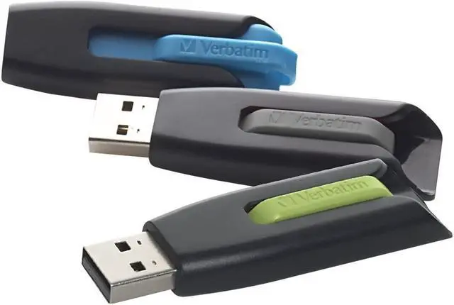 Alt view image 7 of 16 - Verbatim Store 'n' Go V3 16GB USB 3.0 Flash Drive - 3pk - Blue, Green, Gray 99126