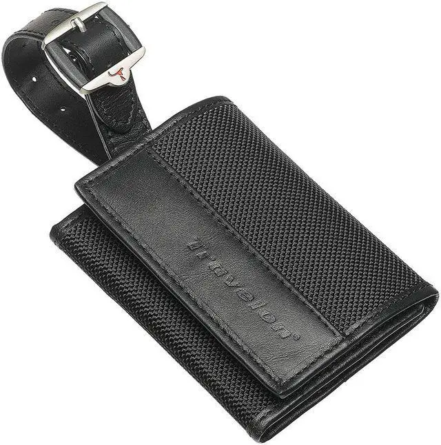 Main image of Travelon Travel Quick Pass Leather Ballistic Nylon Luggage Suitcase Tag Black