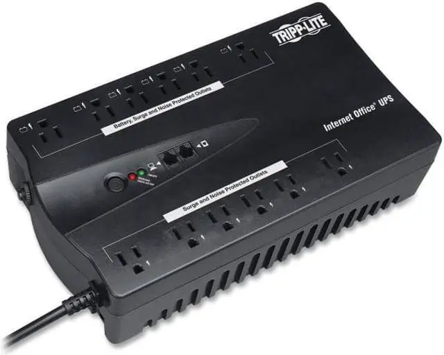 Alt view image 8 of 20 - tripp lite 900va ups desktop battery back up, 12 outlet, 480w 120v standby, ultra-compact, usb (internet900u)
