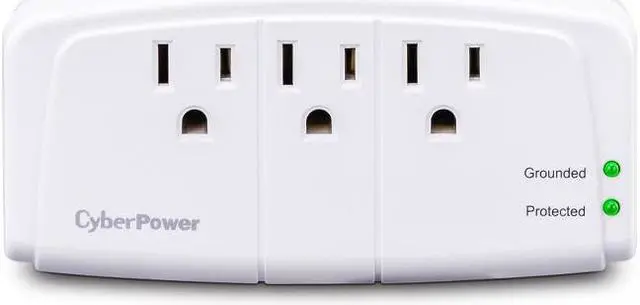 Alt view image 2 of 4 - CyberPower CSB300W Essential 3-Outlet Surge Suppressor w/ Wall Tap Plug