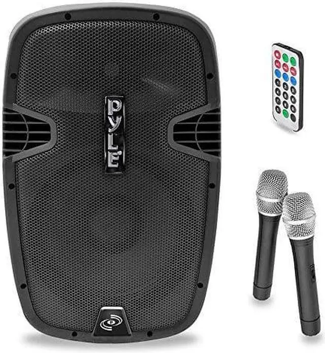 Alt view image 8 of 10 - New Pyle PPHP159WMU 15'' 1600 Watt Bluetooth Music Streaming Portable Loudspeaker System - Built-in Rechargeable Battery, 2 Wireless Mics, FM Radio, LCD Readout, USB & SD Card Readers