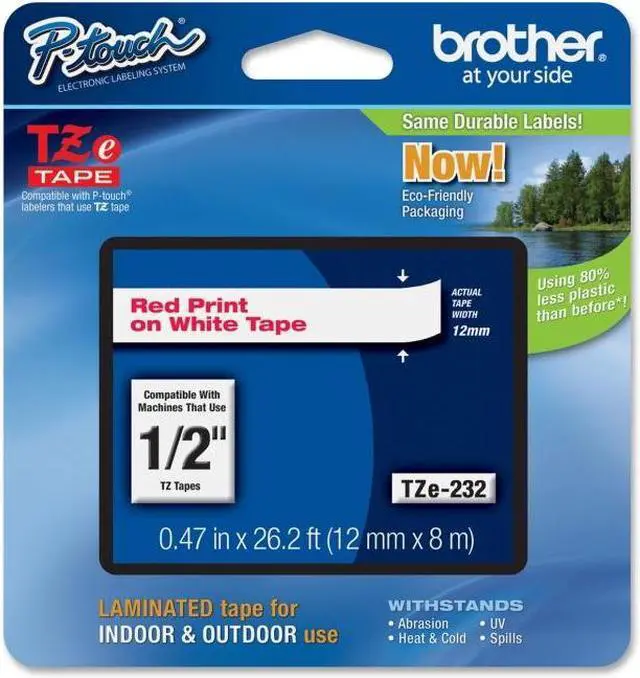 Alt view image 14 of 20 - Brother P-touch TZe Laminated Tape Cartridges - 1/2" Width x 26 1/5 ft Length - Rectangle - White - 1 / Each  BRTTZE232