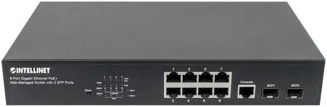 Alt view image 7 of 10 - Intellinet Network Solutions 8-Port Gigabit Ethernet PoE+ Web-Managed Switch with 2 SFP Ports (561167)