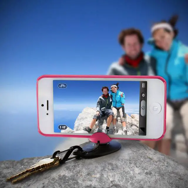 Alt view image 3 of 5 - Tiltpod 4-in-1 Camera Tripod Phone Case Keychain Stand for iPhone 5 Pink
