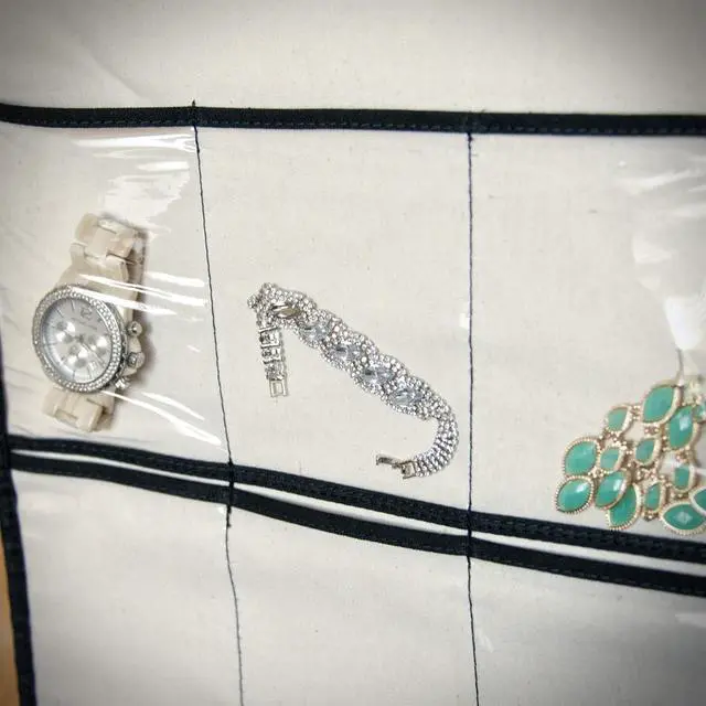 Alt view image 3 of 6 - Stylishly Stored 52 Pocket Hanging Canvas Jewelry Organizer