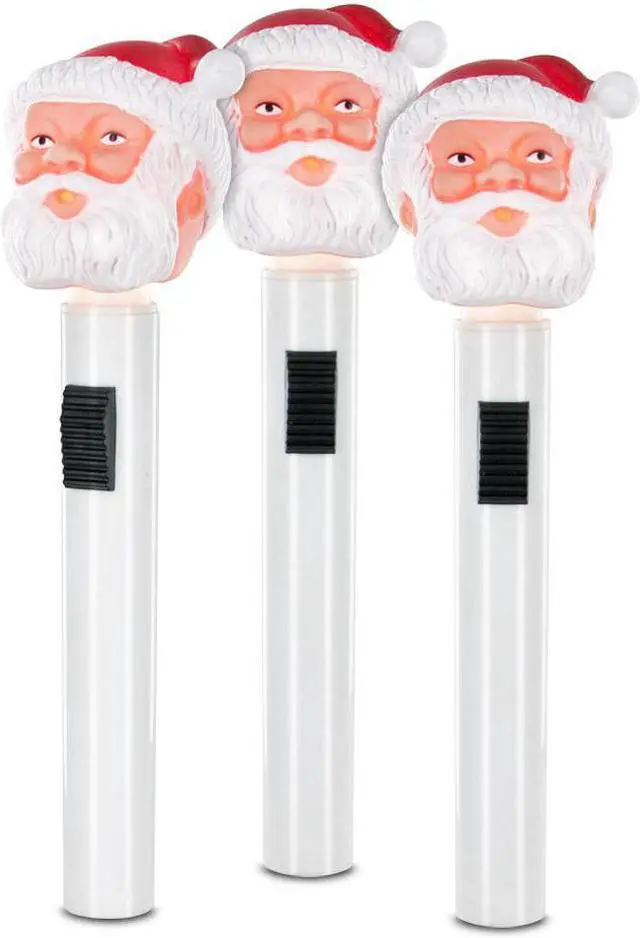Alt view image 2 of 2 - classic santa molded head flashlight - set of 3