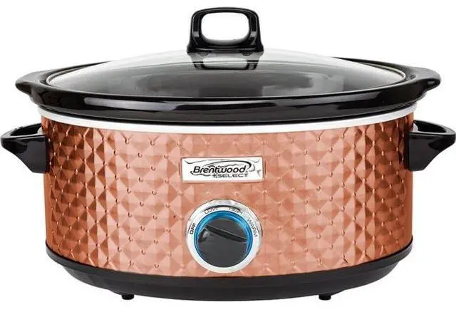 Alt view image 2 of 6 - Brentwood SC-157C Diamond Pattern Slow Cooker, 7 Quart - Copper