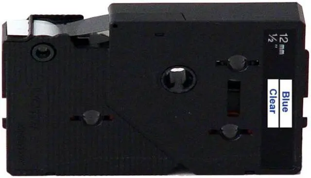 Main image of Brother 12mm Blue on Clear Ttape for P-Touch, 7.7m (25.2 ft) - 2 Pack