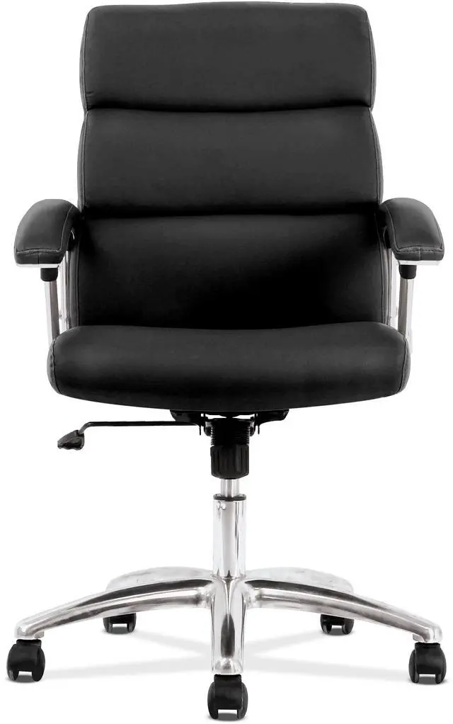 Alt view image 2 of 19 - Basyx VL103 Series Executive Mid-Back Chair Black Leather VL103SB11