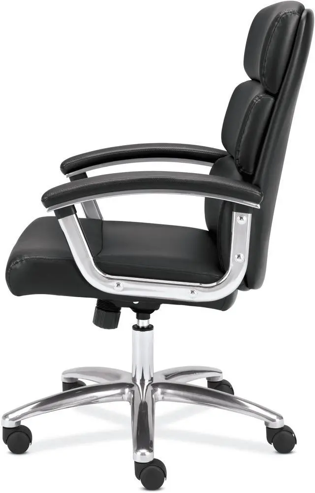 Alt view image 3 of 19 - Basyx VL103 Series Executive Mid-Back Chair Black Leather VL103SB11