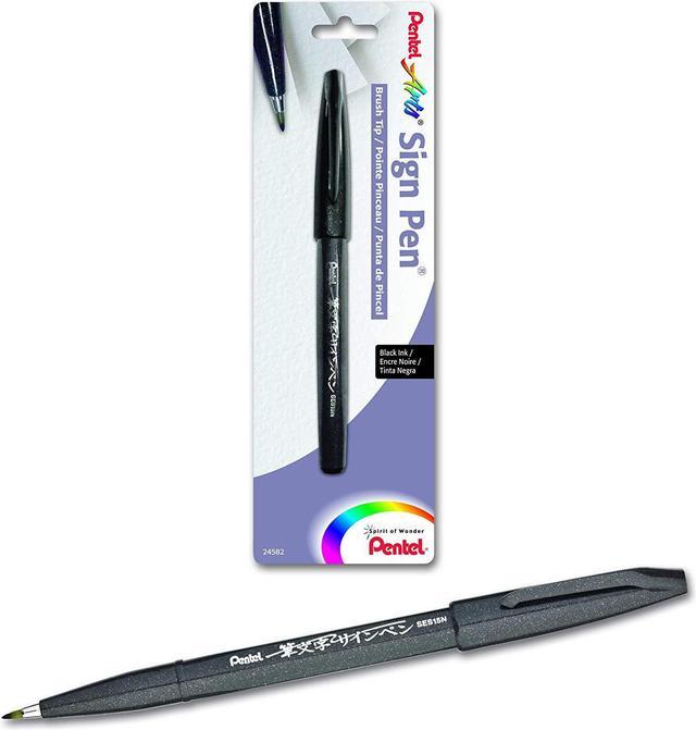  Pentel Arts Sign Pen Touch, Fude Brush Tip, Black Ink