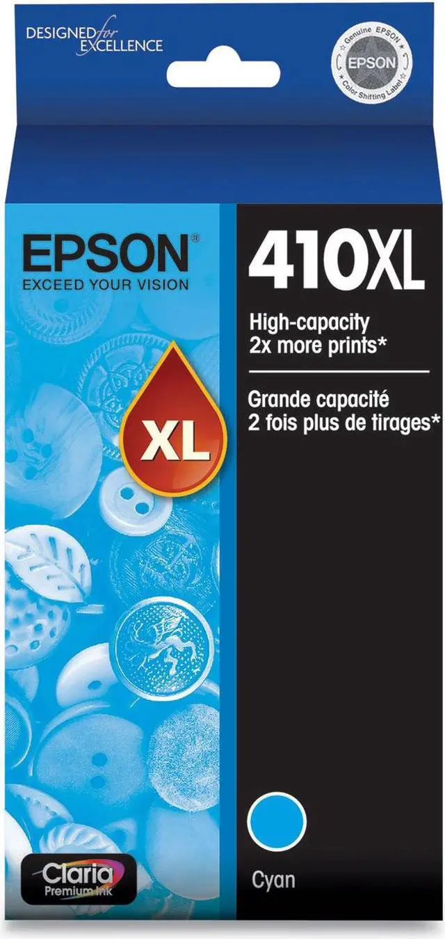 Alt view image 6 of 15 - Epson T410 Claria Premium High Capacity Cyan Ink Cartridge #T410X220S