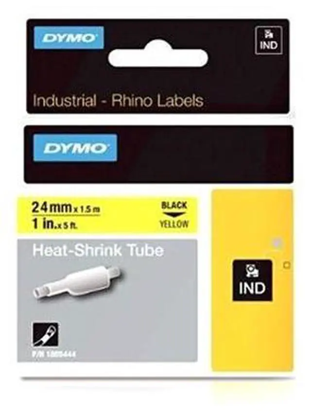Alt view image 7 of 8 - DYMO 1805444 Industrial Heat Shrink Tubes for DYMO Industrial RhinoPro Label Makers, Black on Yellow, 1.00"