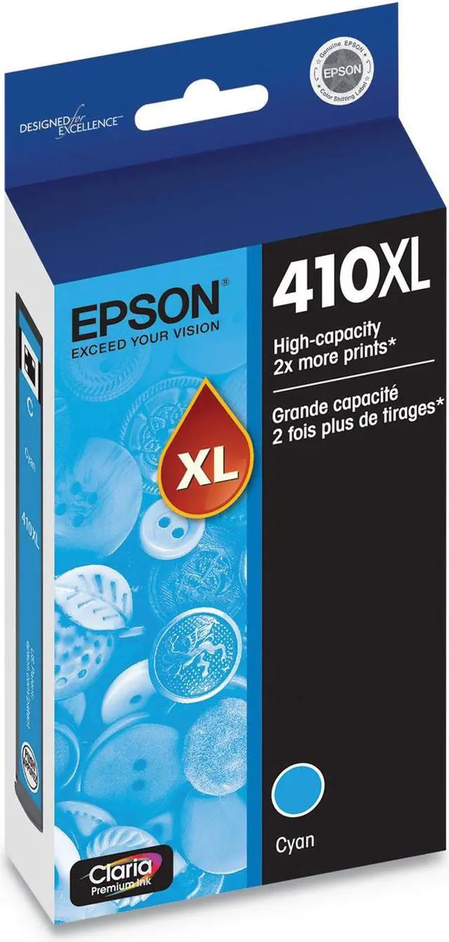 Alt view image 7 of 15 - Epson T410 Claria Premium High Capacity Cyan Ink Cartridge #T410X220S
