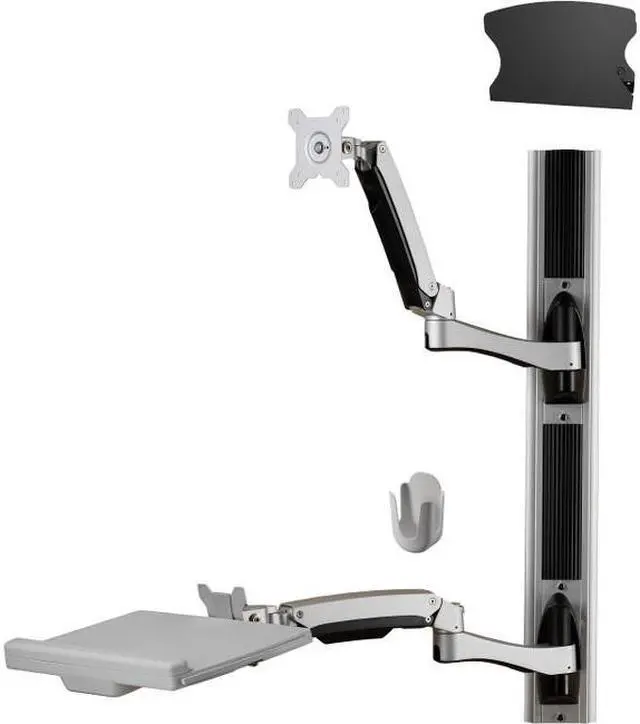 Main image of Amer Networks  Sit-Stand Combo Workstation Wall Mount System with Extended Display Arm