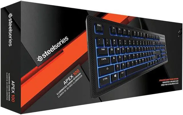 Alt view image 5 of 7 - SteelSeries Apex 100 Gaming Keyboard - Blue LED