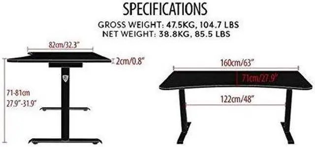 Alt view image 5 of 10 - Arozzi Arena Heavy Duty Rectangular Gaming Desk and Mouse Pad Black