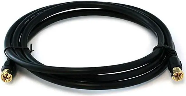Alt view image 4 of 11 - Monoprice 6ft RG6 (18AWG) 75Ohm, Quad Shield, CL2 Coaxial Cable with F Type Connector - Black