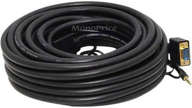 Alt view image 7 of 7 - Monoprice Super VGA Cable - 50 Feet - HD15 Male/Male with Stereo Audio and Triple Shielding (Gold Plated)