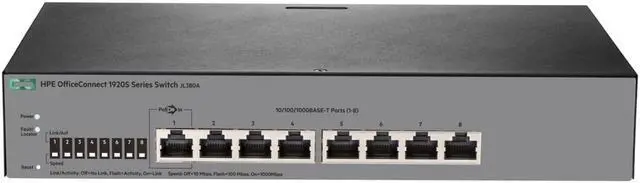 Alt view image 2 of 3 - HPE OfficeConnect 1920S 8G Switch - 8 Ports - Manageable - 3 Layer Supported - Twisted Pair - 1U -