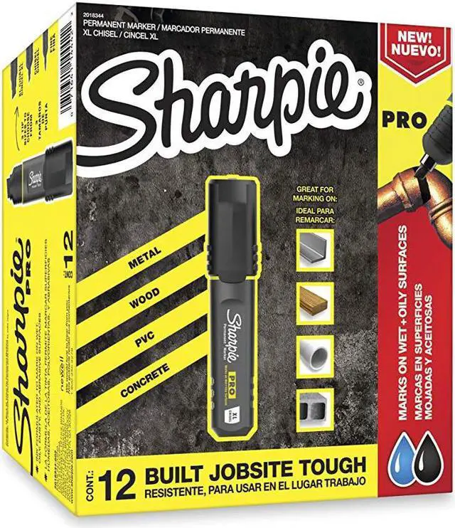 Alt view image 9 of 15 - Sharpie PRO Permanent Markers Chisel Tip Black 12/Pack (2018326A)
