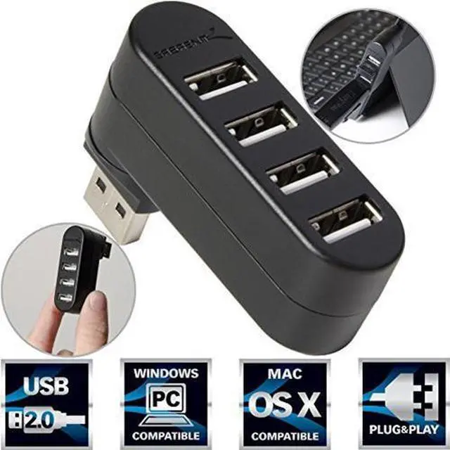 Alt view image 8 of 20 - Sabrent 4-Port USB 2.0 Hub [90°/180° Degree Rotatable] (HB-UMN4)