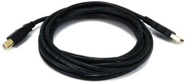 Alt view image 6 of 9 - Monoprice USB 2.0 Cable - 10 Feet - Black | USB Type-A Male to USB Type-B Male, 28/24AWG with Ferrite Core, Gold Plated