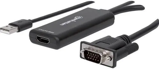 Alt view image 2 of 18 - Manhattan VGA and USB to HDMI Converter - Functions: Signal Conversion - USB, VGA - 1920 x 1080 - Mac, PC - External