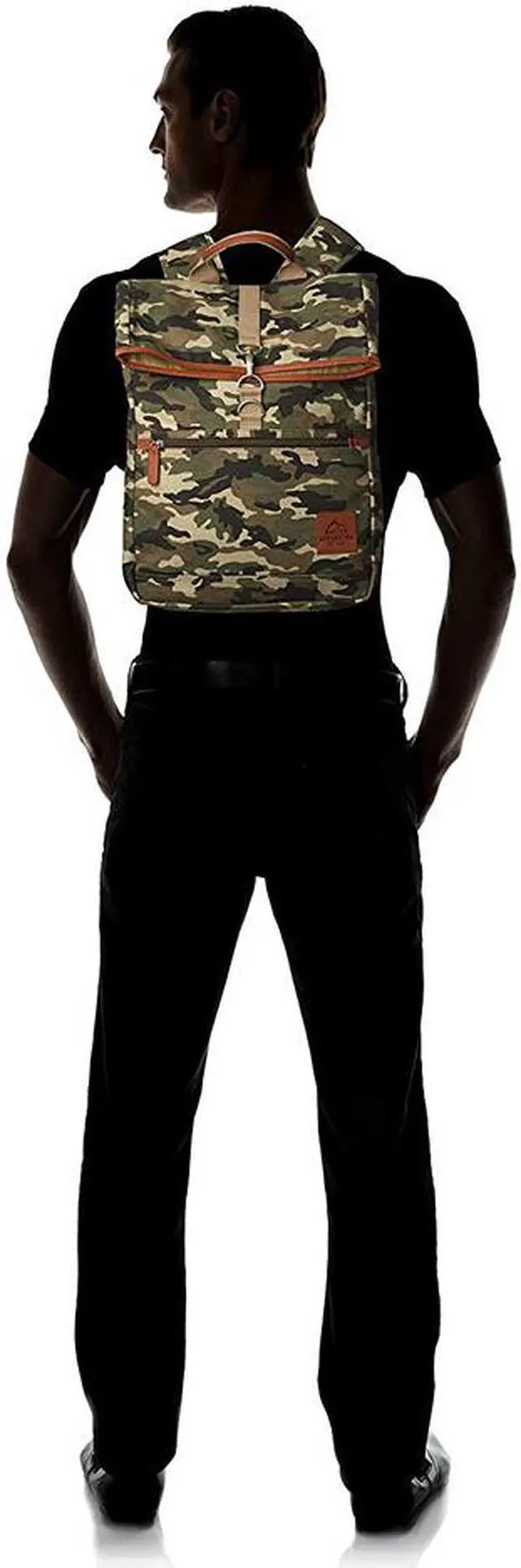 Alt view image 3 of 8 - Buxton Men's Expedition II Huntington Gear Fold-Over Canvas Backpack CAMO