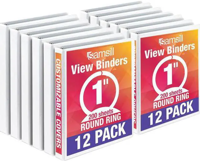 Alt view image 4 of 8 - Samsill Economy 1" 3 Round Ring View Binder 12 Pack White I008537C