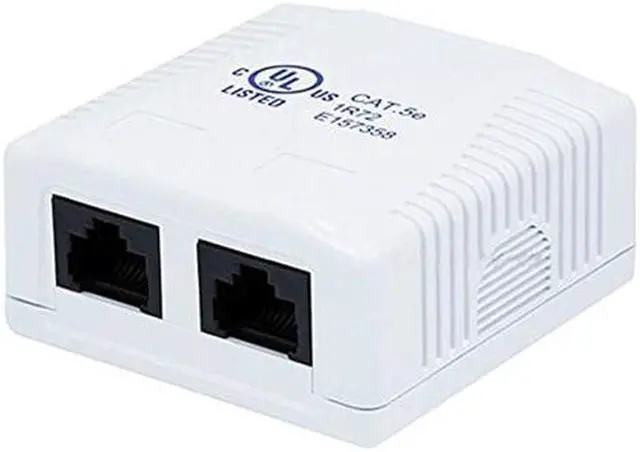 Alt view image 6 of 9 - Monoprice 2-port Cat5e Surface Mount Box - White
