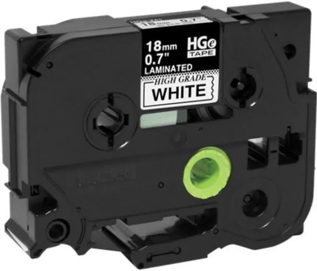 Alt view image 2 of 12 - Brother 18mm (0.7") Black on White HGe Tape with Standard Adhesive, 8m - 5 Pack