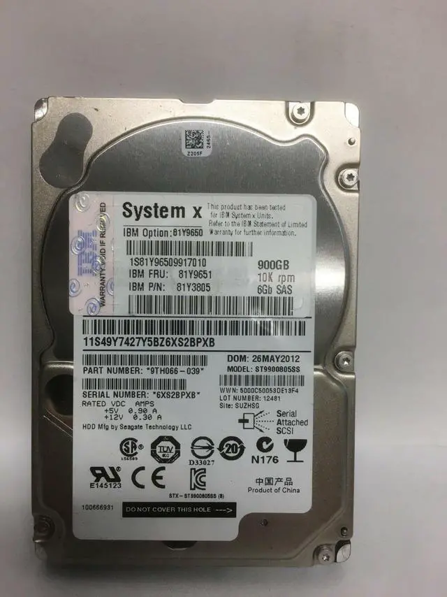 Main image of 81Y9651 IBM 10K 900GB 6GBPS SAS 2.5 inch-SFF HS HardDrive 81Y3805