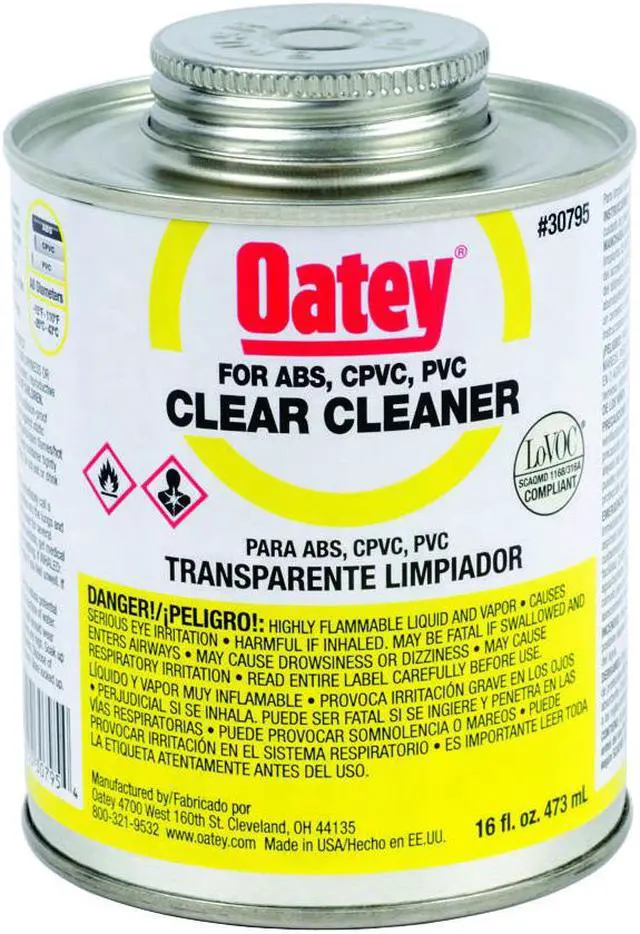 Alt view image 5 of 9 - OATEY 30795 Pipe Cleaner,Low VOC,16 oz.,Clear