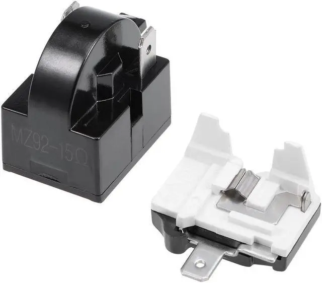 Main image of Refrigerator PTC Starter Relay 15 Ohm 2 Pin + Freezer Compressor Thermal Overload Protector 1/6HP 125W