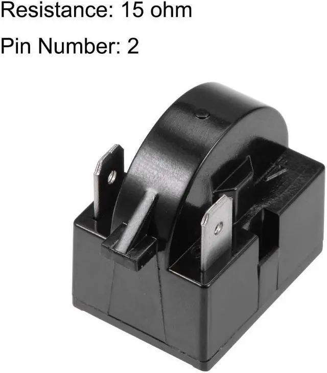 Alt view image 2 of 3 - Refrigerator PTC Starter Relay 15 Ohm 2 Pin + Freezer Compressor Thermal Overload Protector 1/6HP 125W