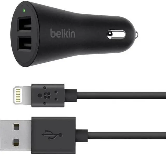 Alt view image 7 of 10 - Belkin BOOST UP 2-Port Car Charger + USB-A to Lightning Cable