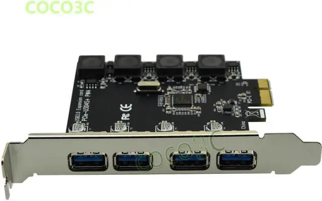 Alt view image 2 of 6 - Superspeed 5Gbps 4 ports USB 3.0 PCI-e Controller Card PCI Express to USB3.0 Converter Adapter