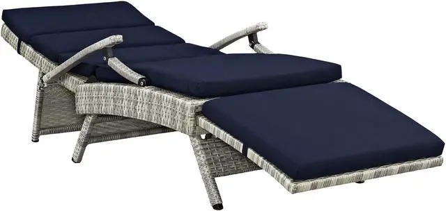 Alt view image 5 of 6 - Envisage Chaise Outdoor Patio Wicker Rattan Lounge Chair - Light Gray Navy