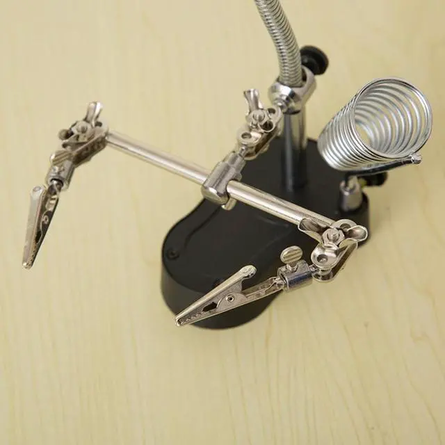 Alt view image 2 of 4 - Welding Magnifying Glass with LED Light 3.5X-12X lens Auxiliary Clip Loupe Desktop Magnifier Hand Solder Repair Tool