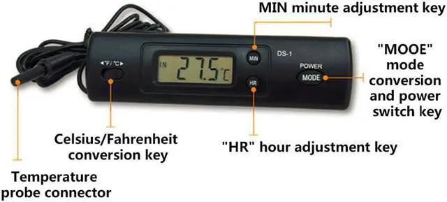 Alt view image 6 of 6 - High Quality Digital Thermometer Auto LCD Display In Out Clock for Car Aquarium Thermometer