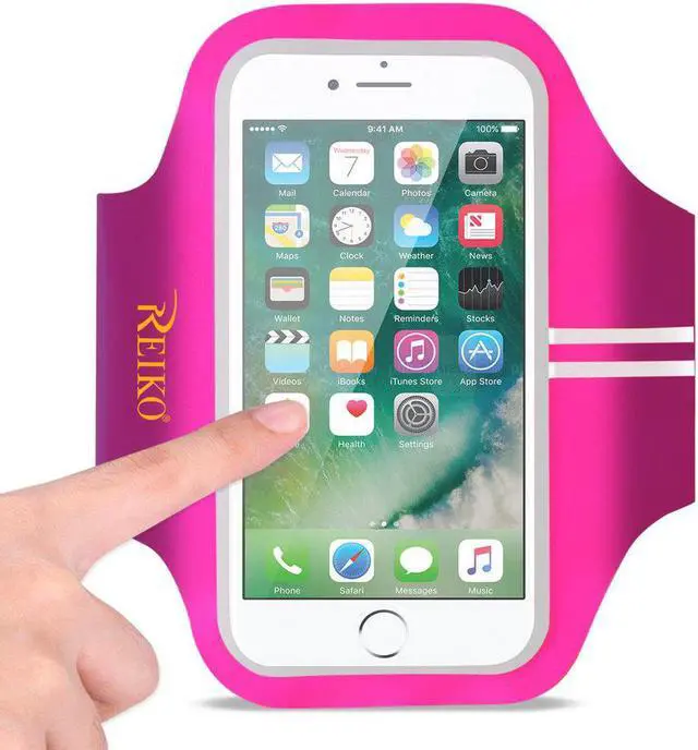 Alt view image 4 of 5 - REIKO RUNNING SPORTS ARMBAND FOR IPHONE 7 PLUS/ 6S PLUS OR 5.5 INCHES DEVICE IN PINK (5.5x5.5 INCHES)