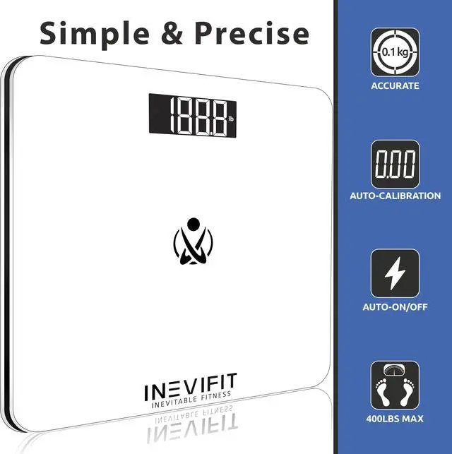Alt view image 2 of 4 - INEVIFIT BATHROOM SCALE, Highly Accurate Digital Bathroom Body Scale, Measures Weight for Multiple Users